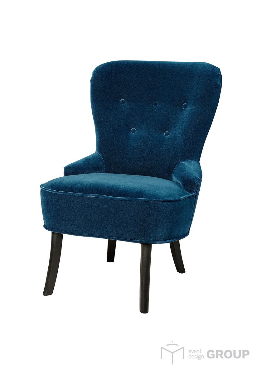 Fotel welurowy, ciemnoniebieski